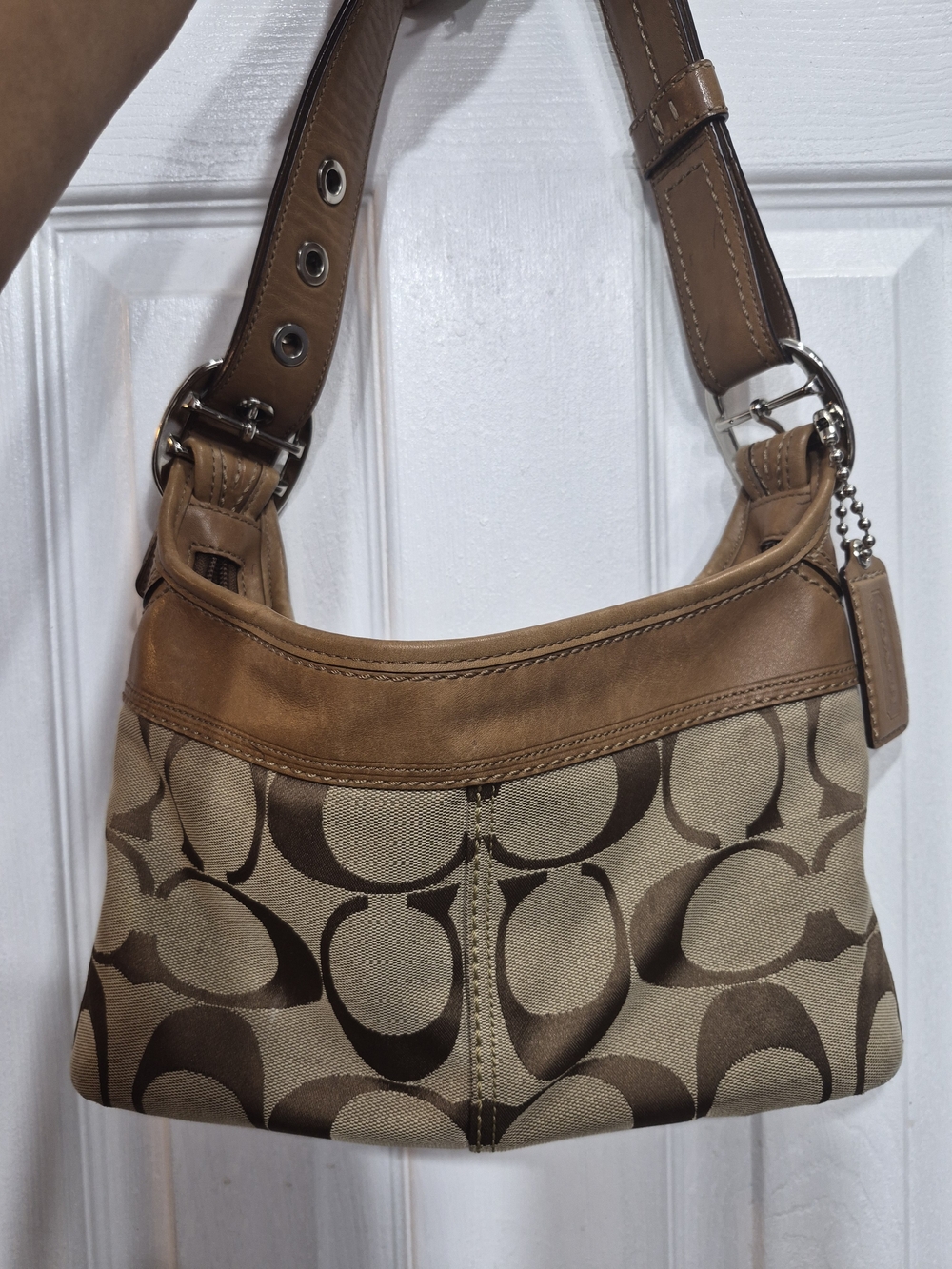 Coach Tan Signature Canvas Shoulder Bag